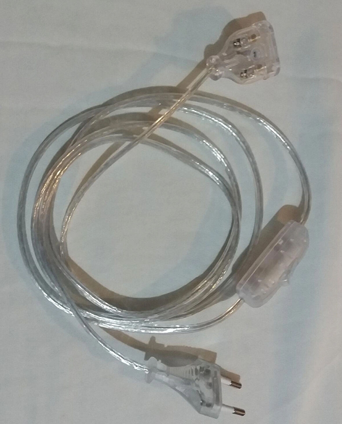 Anahtarlı, 2 metre kırmızı çizgisiz, komple şeffaf uzatma kablosu