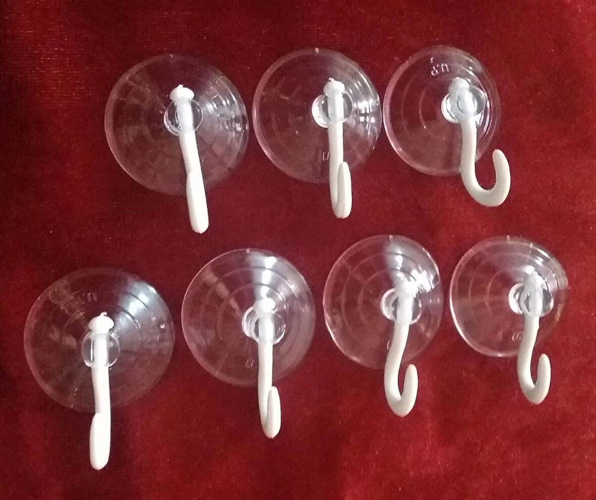 7 adet, şeffaf vakumlu banyo askısı