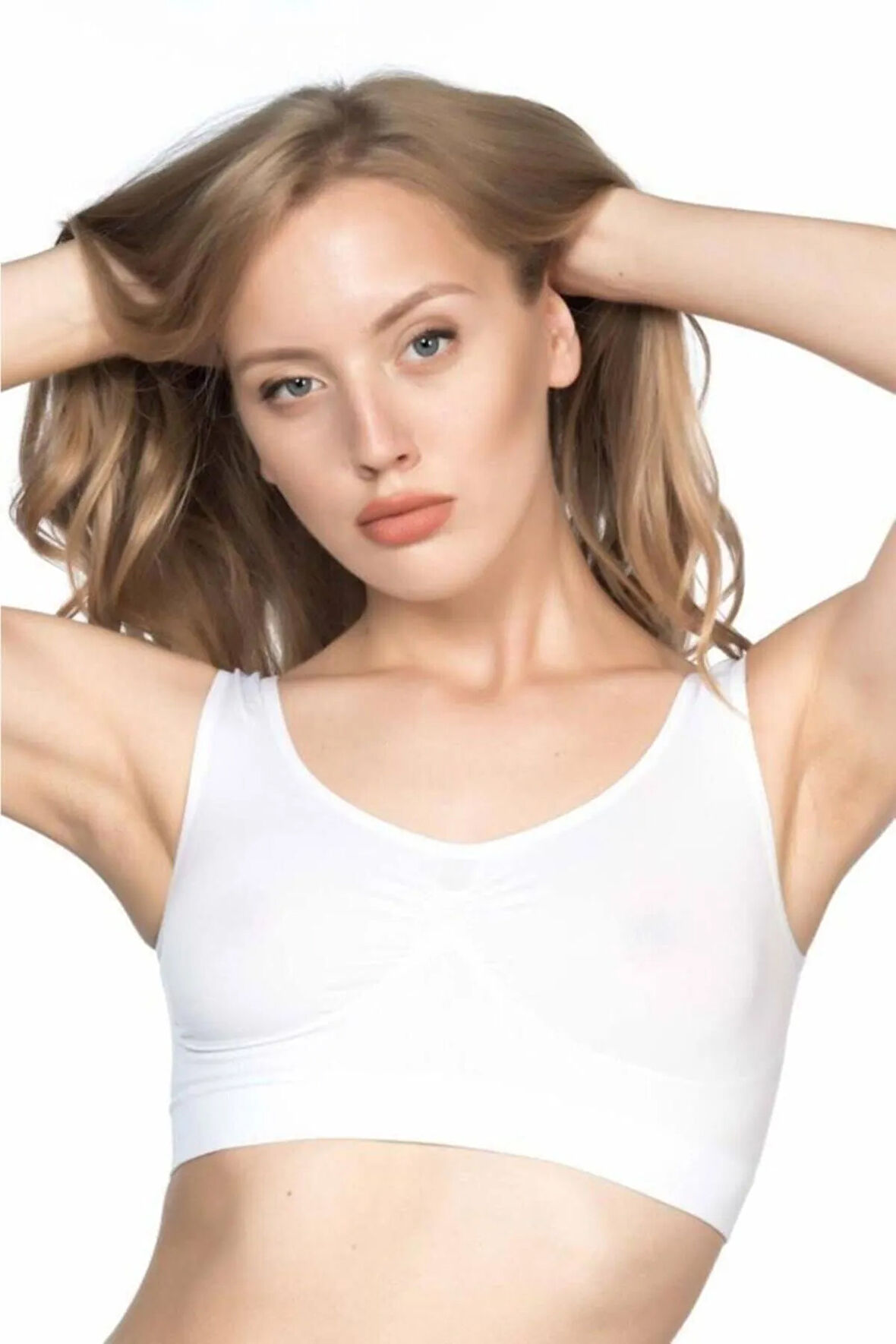 Kadın Beyaz Dikişsiz Sporcu Büstiyer Sütyen