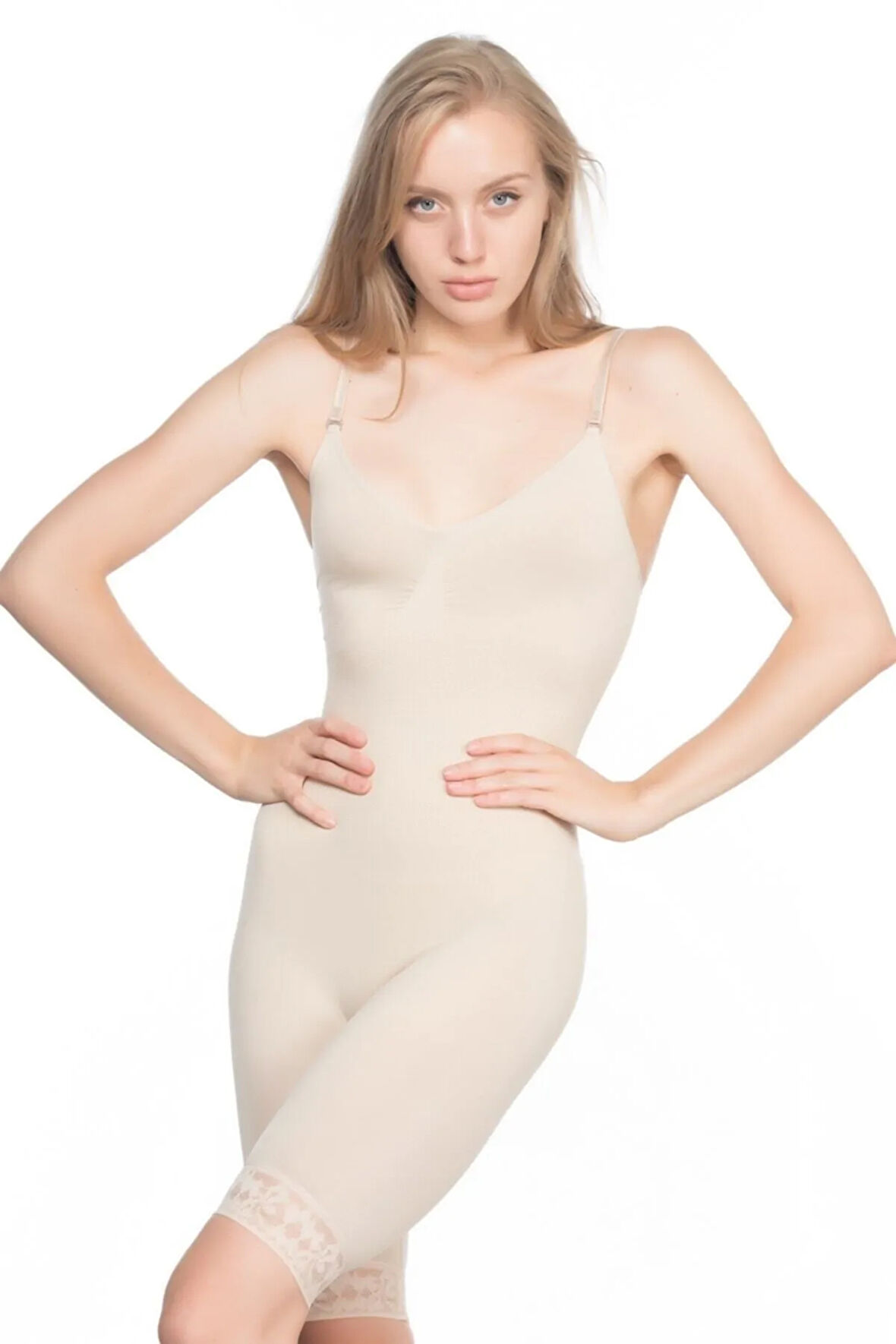 Kadın Ten Fermuarsız Askısız Tulum Korse Yeni Sezon