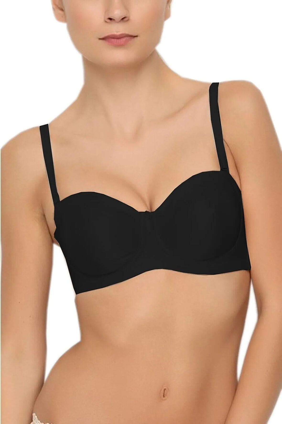 Kadın Siyah Straplez Balenli Toparlayıcı Sütyen Elf568yn