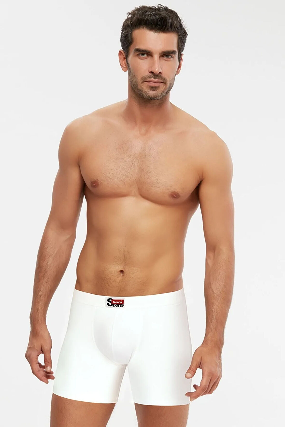 Erkek Beyaz Penye Likra Compact Arsenal Boxer 6'lı