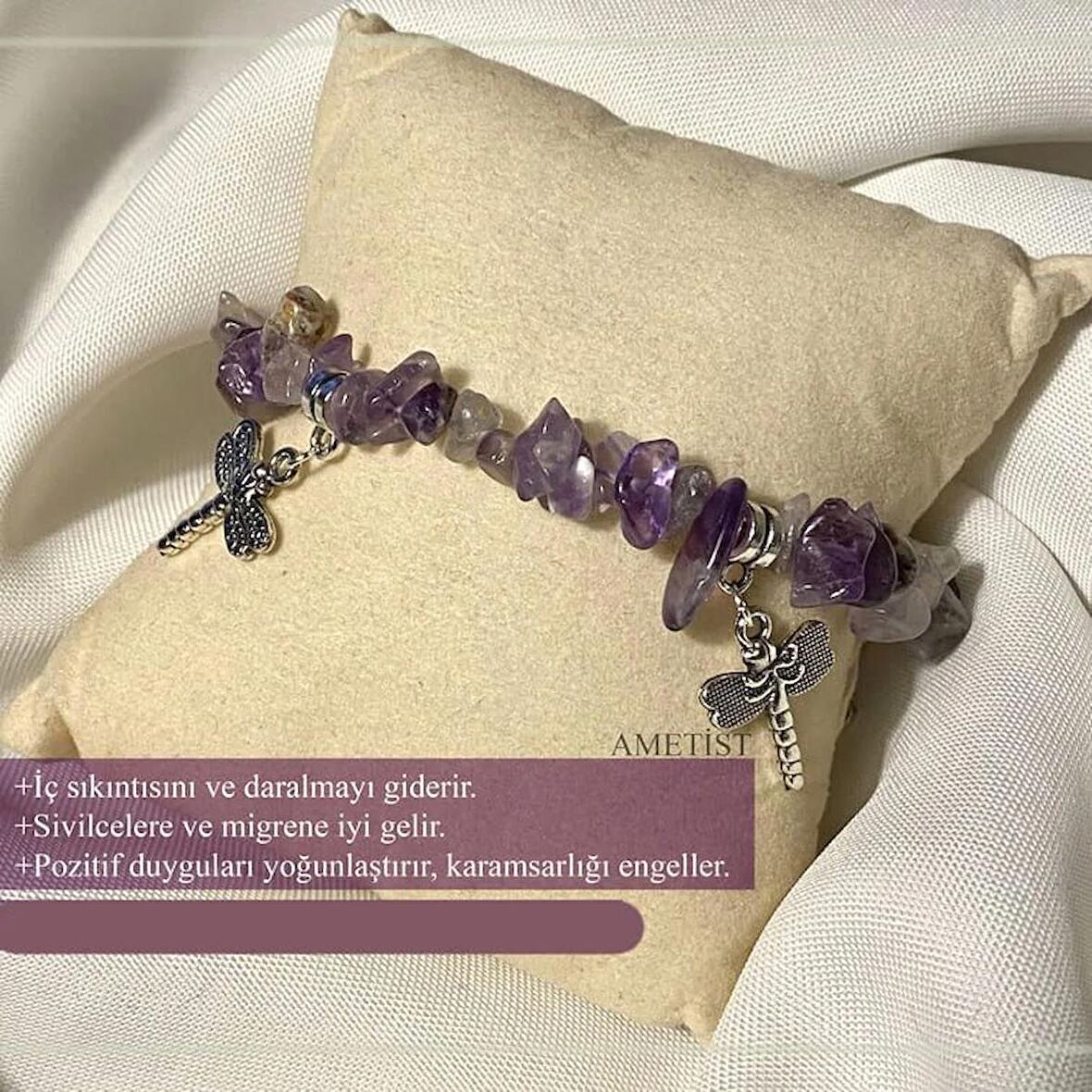 Ametist Doğal Taş Bİleklik