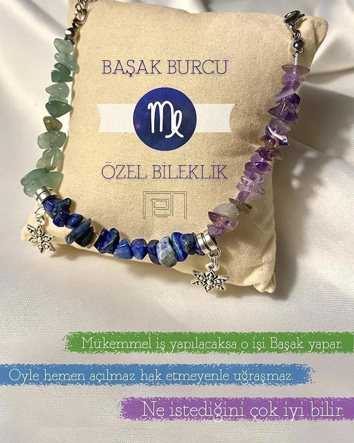 Başak Burcu Özel Doğal Taş Burç Bilekliği