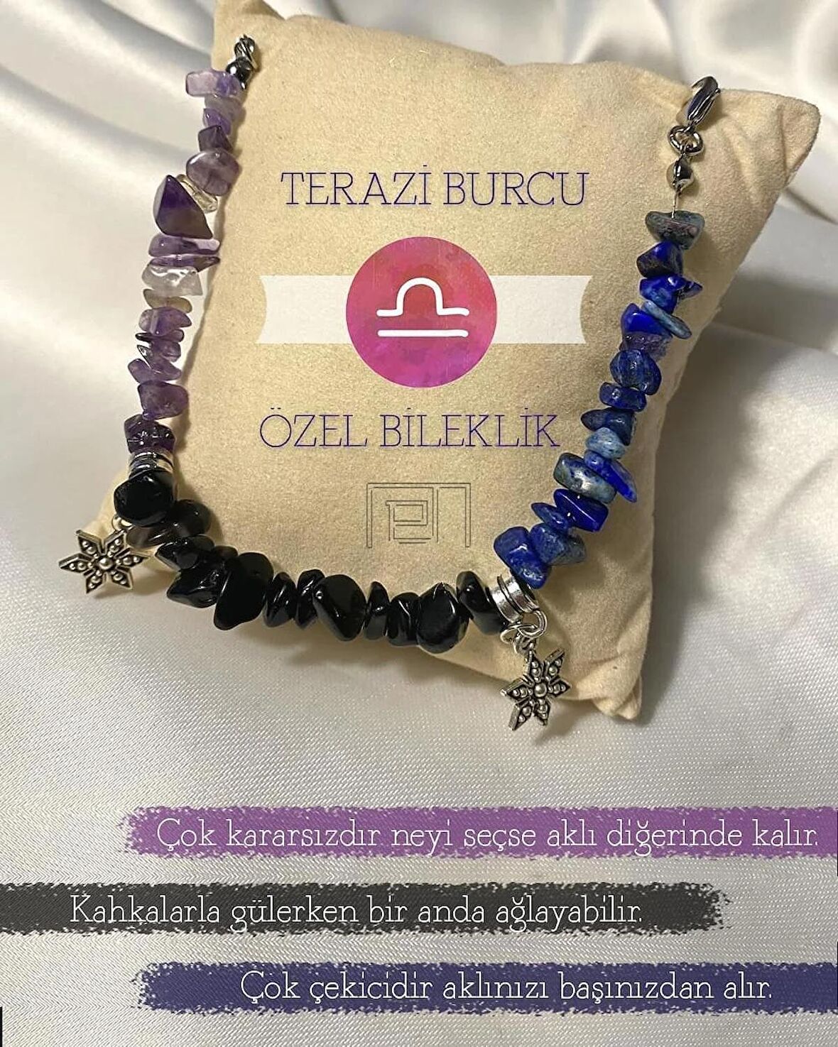Terazi Burcu Özel Doğal Taş Burç Bilekliği
