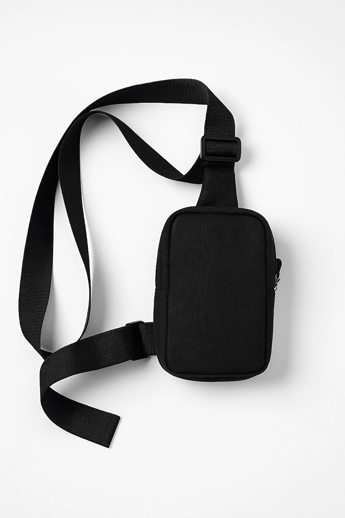 Erkek Çarpraz Omuz Çantası 2 Bölmeli Siyah Göğüs Günlük Çanta