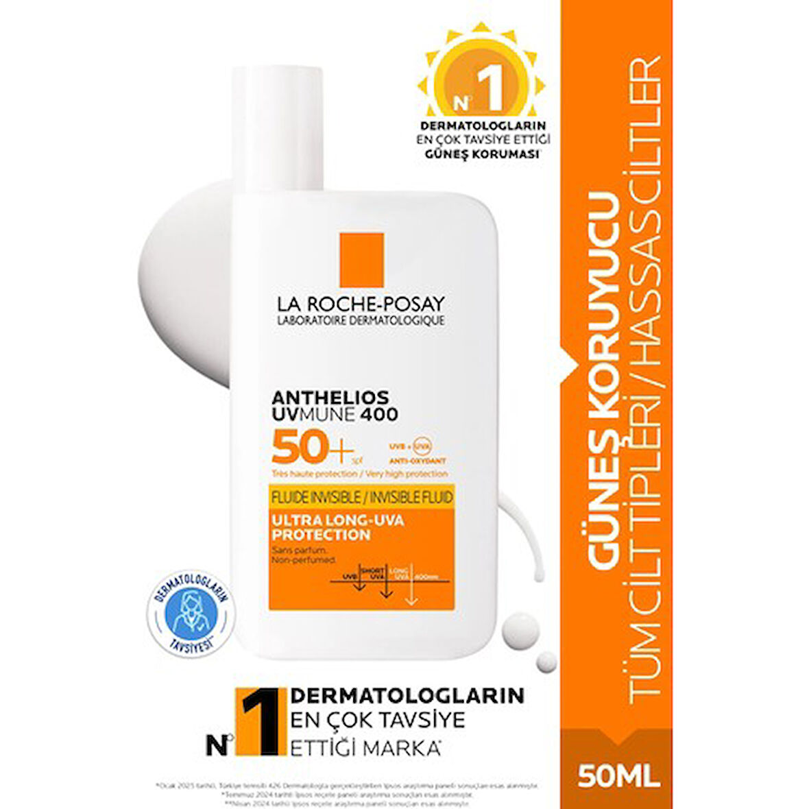 Enderun La Roche-Posay Anthelios Uvmune 400 Invisible Fluid SPF50 Karma ve Yağlı Cilt Yüz Güneş Koruyucu 50ML Güneş Kremi Gunes Kremi