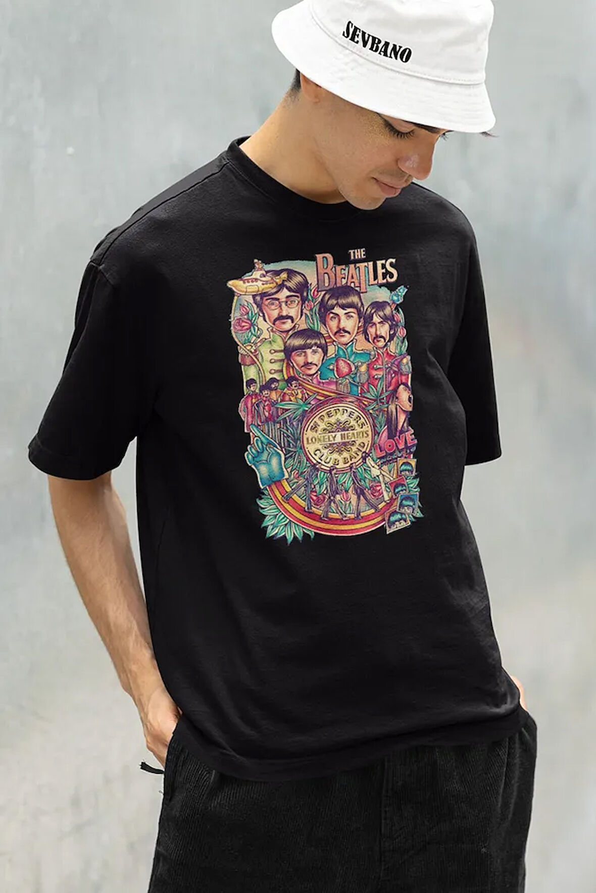 Lonely Hearts The Beatles Baskılı Unisex Oversize Tişört
