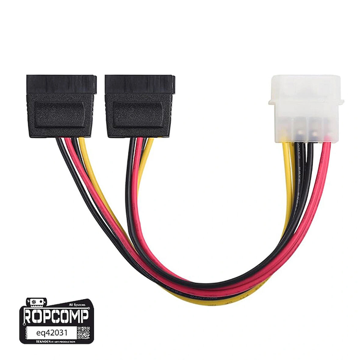 Ropcomp 4-Pin Molex Erkek - 15-Pin SATA Güç Dönüştürücü ve Çoklayıcı Kablo