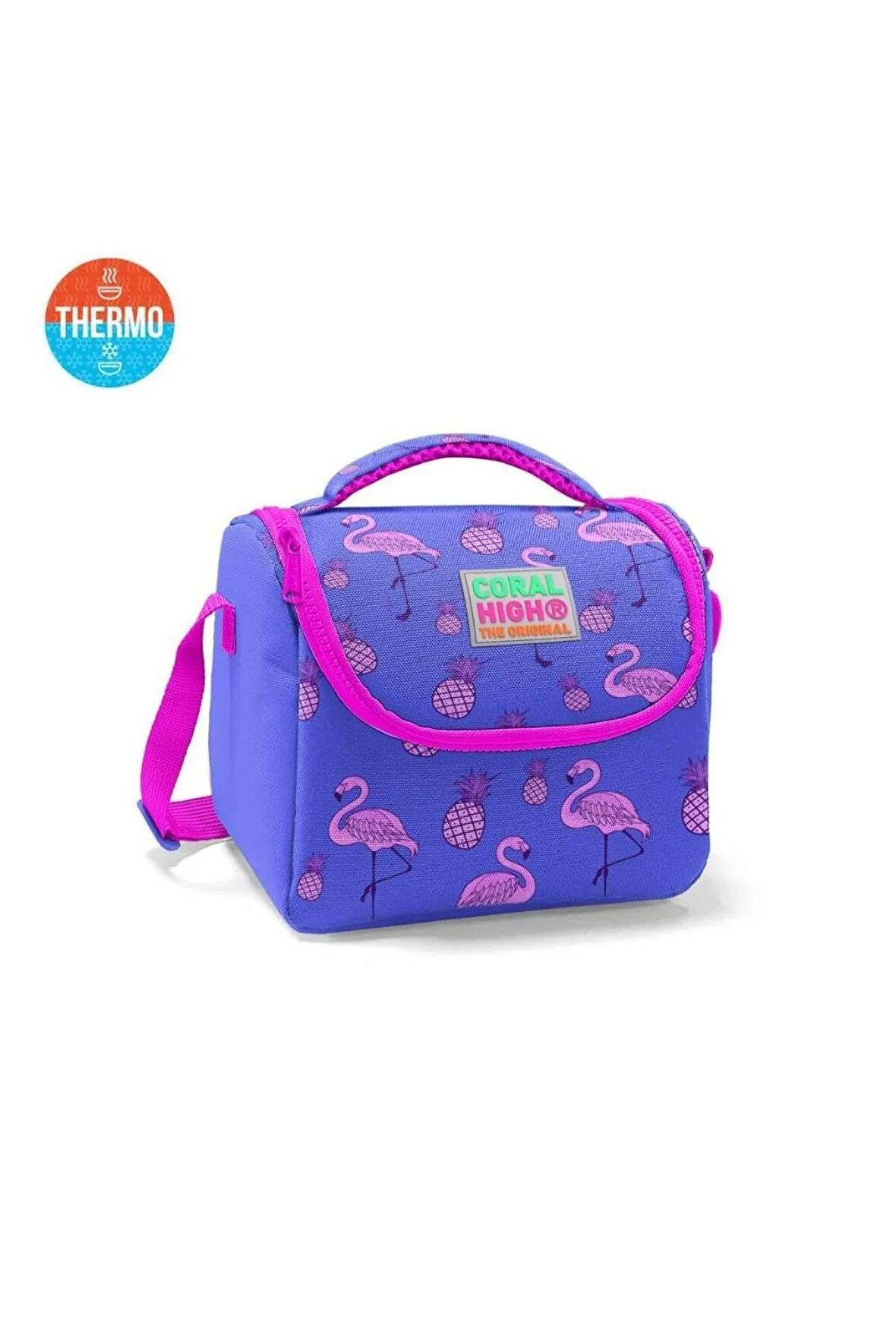 Coral High Kids Pembe Lavanta Flamingo Desenli Thermo Beslenme Çantası 11805