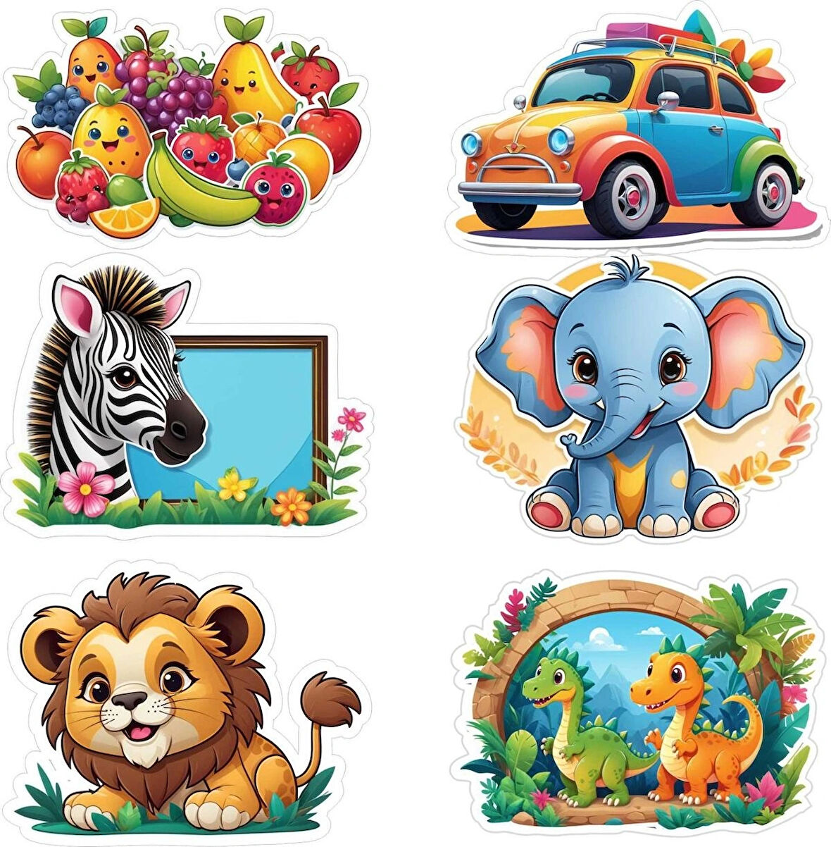 6 Adet Erkek Çocuk v2 Etiket Yapıştırma Sticker Defter Dolap Masa 10x10 cm