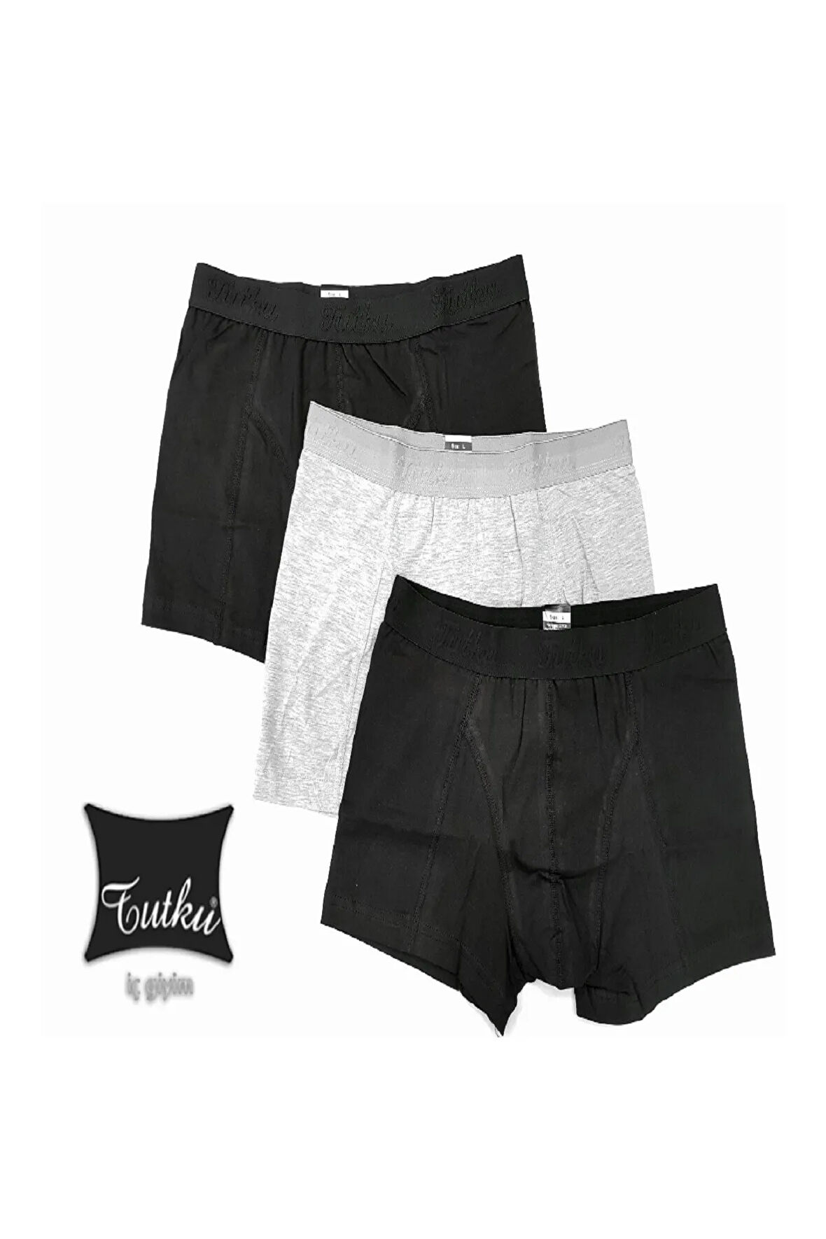 Erkek Likralı Elastan Boxer Gri Renk 3'lü Paket