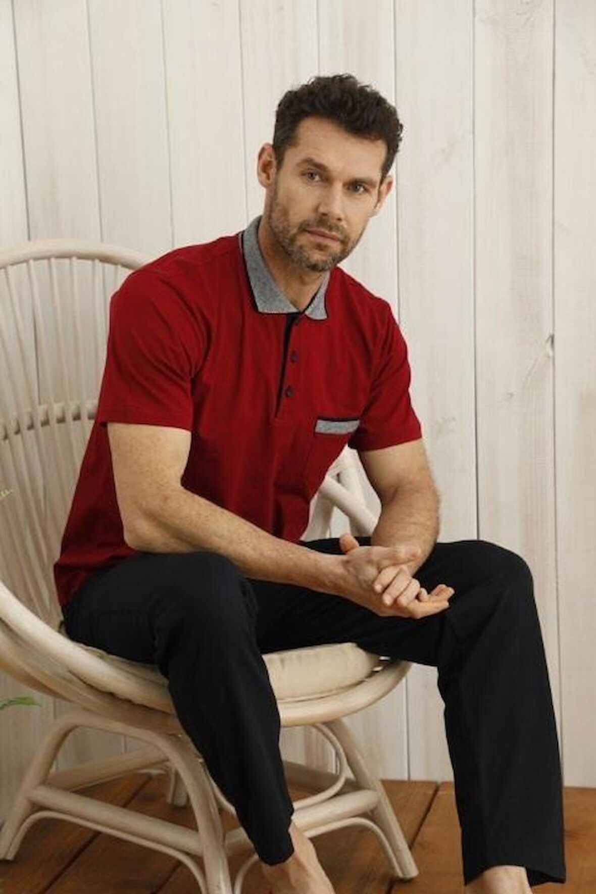 Kly Polo Yaka Erkek Pijama Takım 