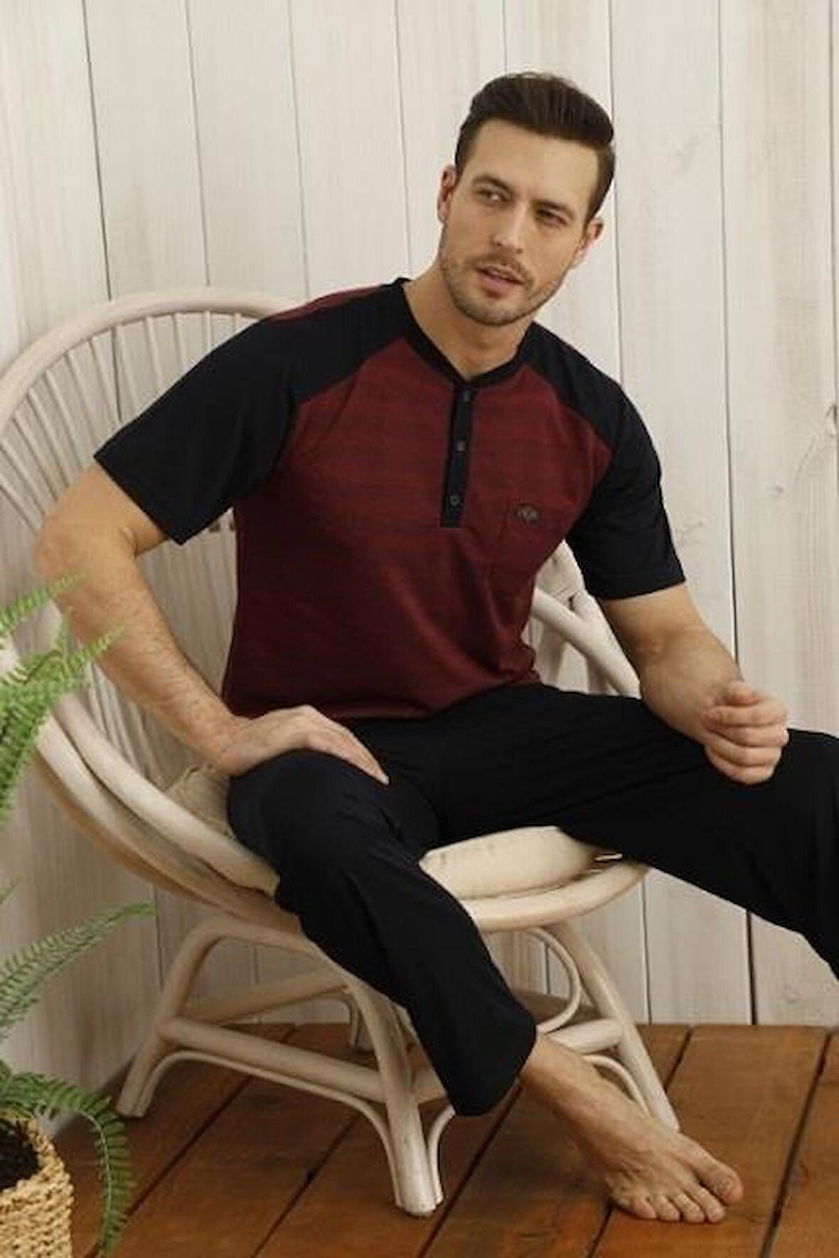 Kly Midi Yaka Erkek Pijama Takımı 