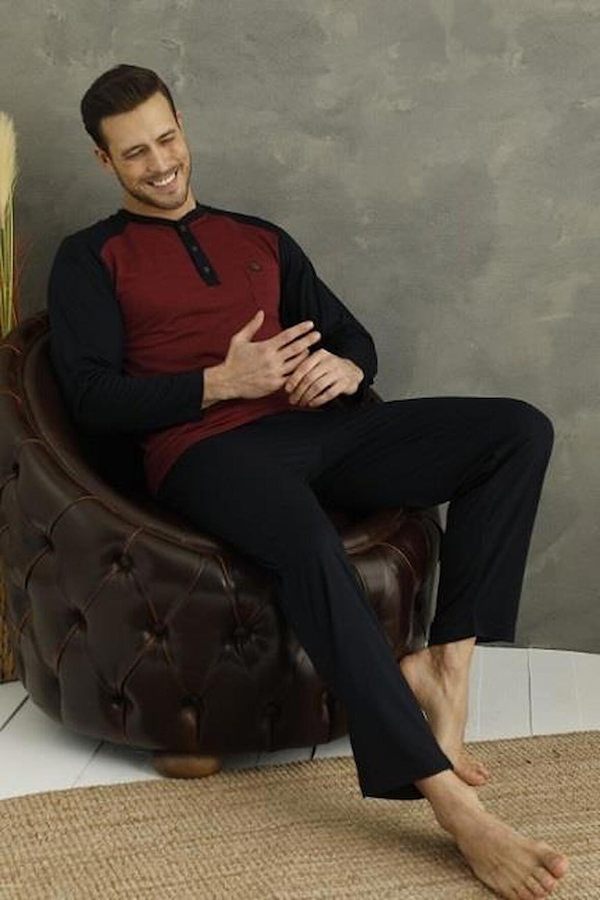 Kly Midi Yaka Erkek Pijama Takım 
