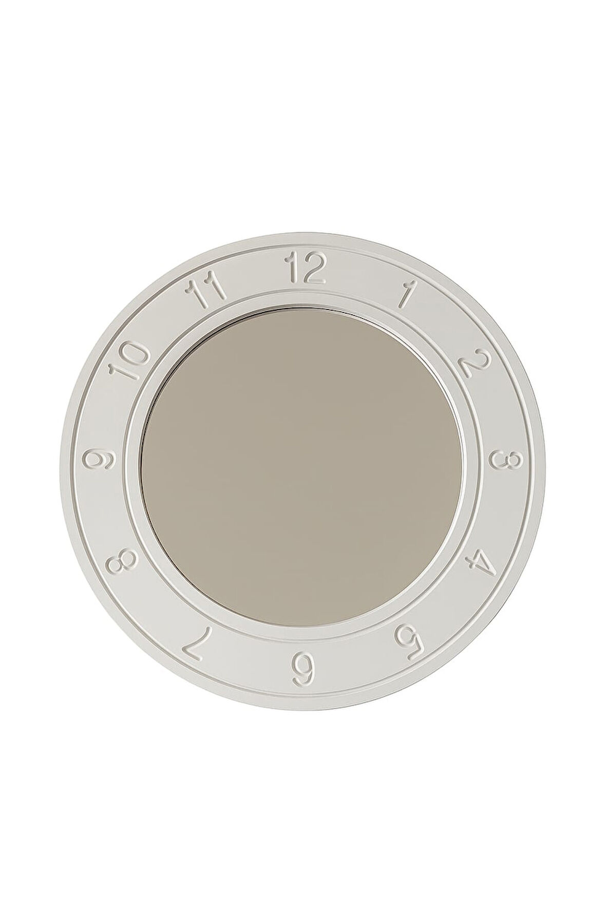 Dekoratif Saat Görünümlü Ayna Beyaz