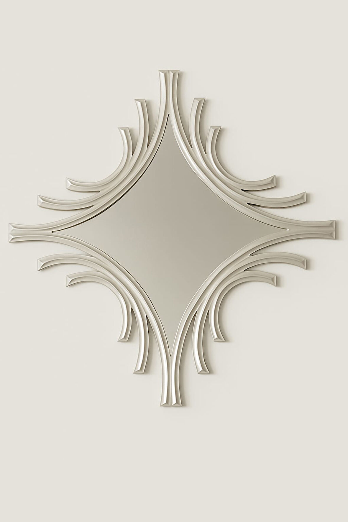 Dekoratif Çerçeveli Duvar Aynası Beyaz