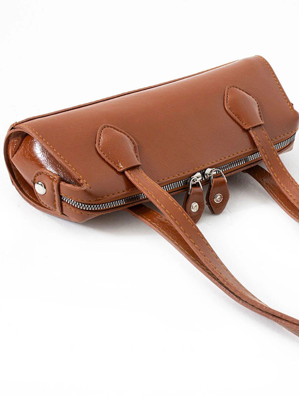 Kadın Fermuarlı İki Kollu Dikdörtgen Baget El ve Kol Çantası