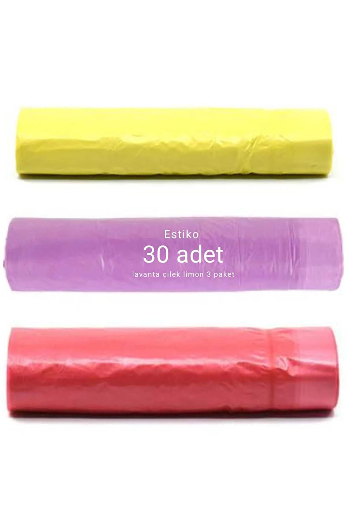 Büzgülü Ve Kokulu Çöp Poşeti 30 Adet 55x60 Orta Boy Çilek Lavanta Limon