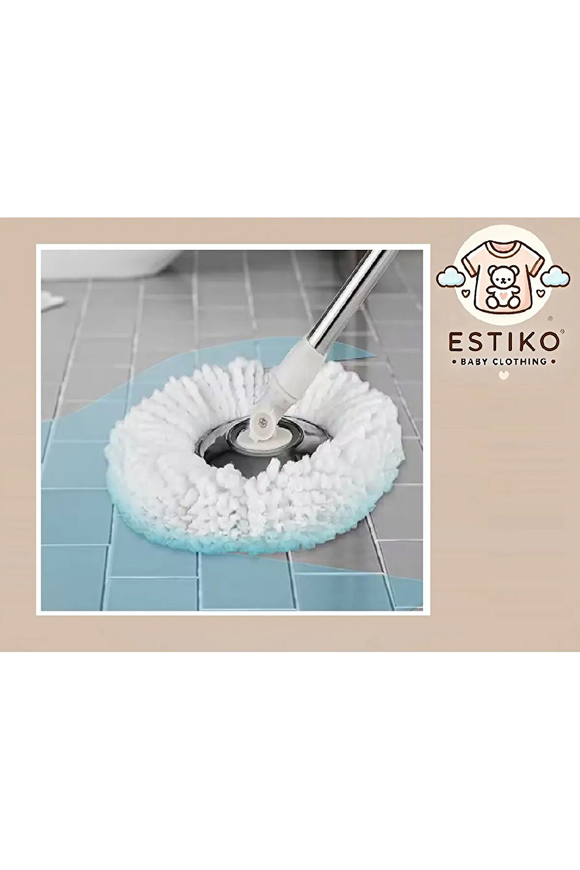 Estiko Twist döner başlıklı mop seti + 10 tane inox telli sünger hediyeli