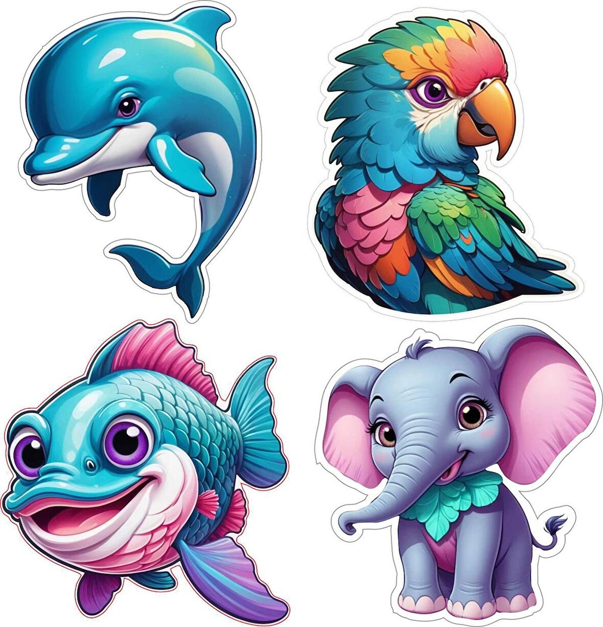 4 Adet 10x10 cm Sticker Çocuk Etiket Seti v6