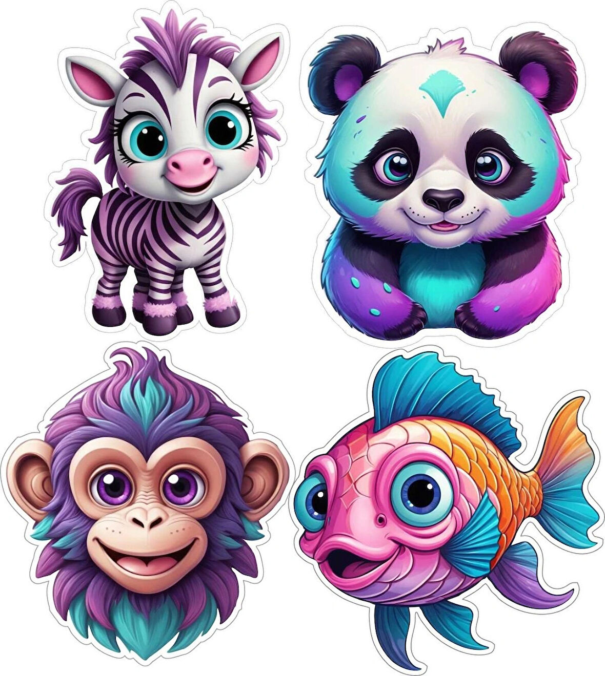4 Adet 10x10 cm Sticker Çocuk Etiket Seti v8