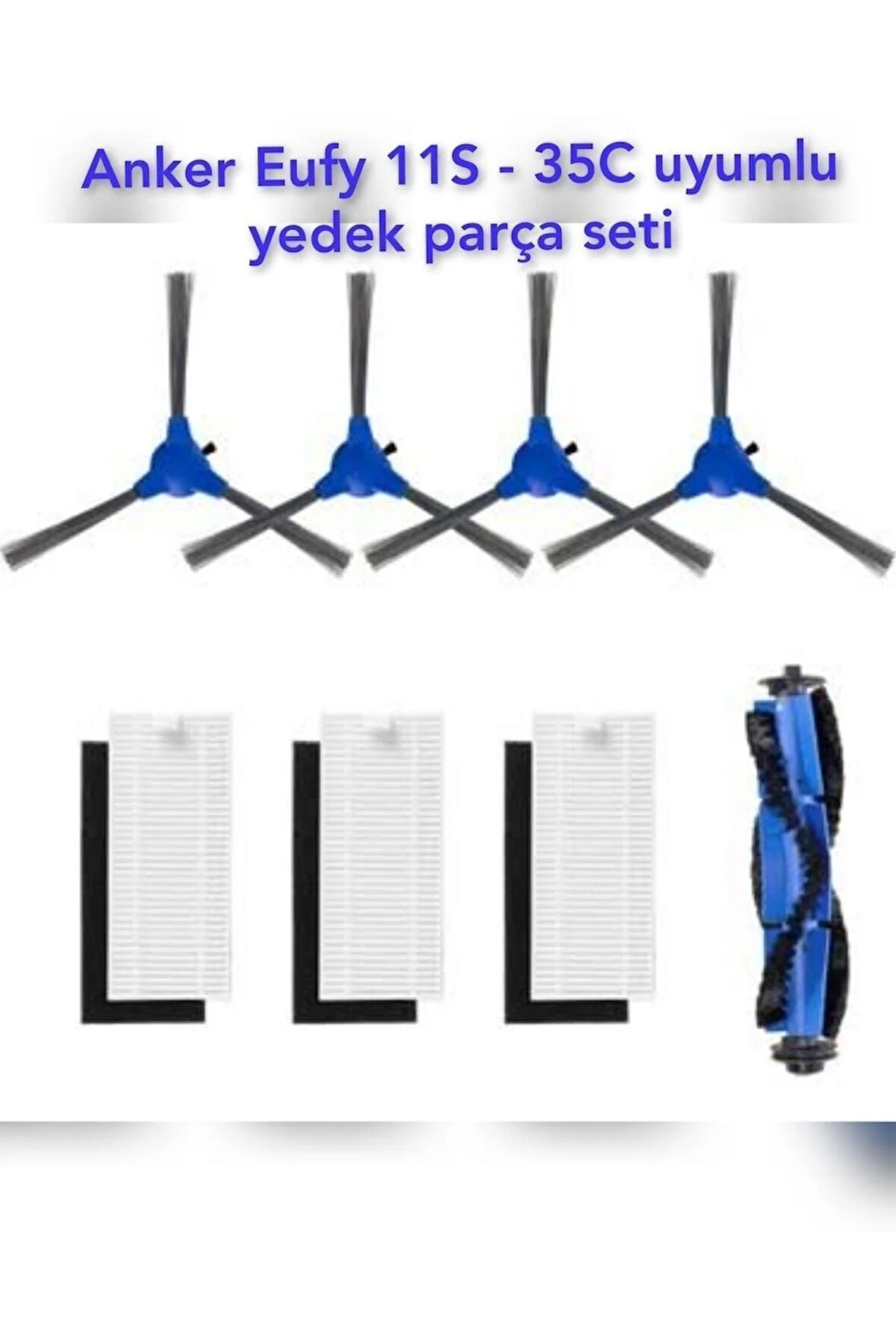 Eufy robovac 11s , 15t , 30c , 15c , 25c , 35c modeli uyumlu yedek hepa filtre fırça seti.