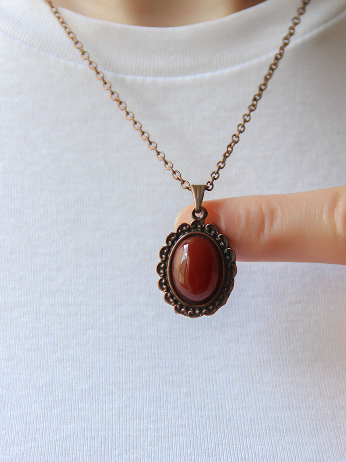 Doğal Taş Akik Doğal Taşlı Kadın Doğal Taş Otantik Kolye euk27ba