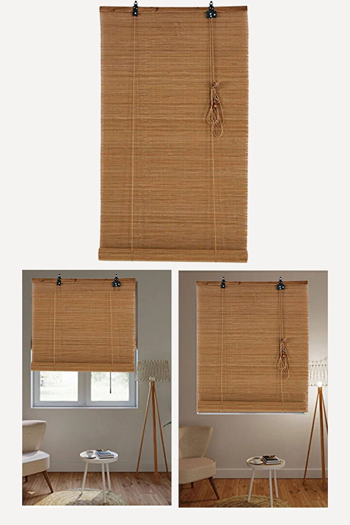 Ahşap Bambu Stor Perde Kiremit Rengi