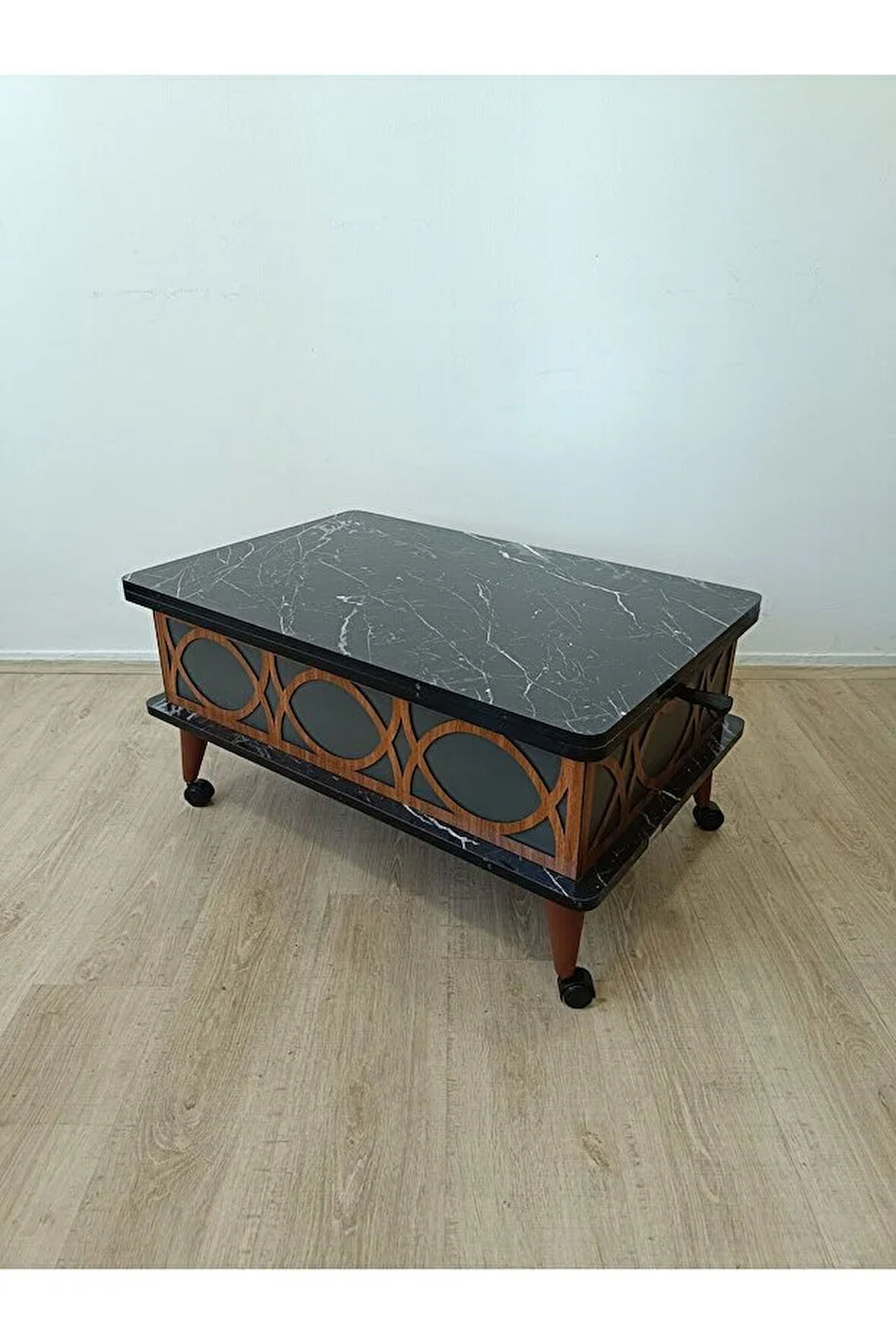 EVKO MOBİLYA Tekerlekli Akıllı Sehpa, Sihirli Sehpa, Orta Sehpa, Kademeli Sehpa, Yemek Masası