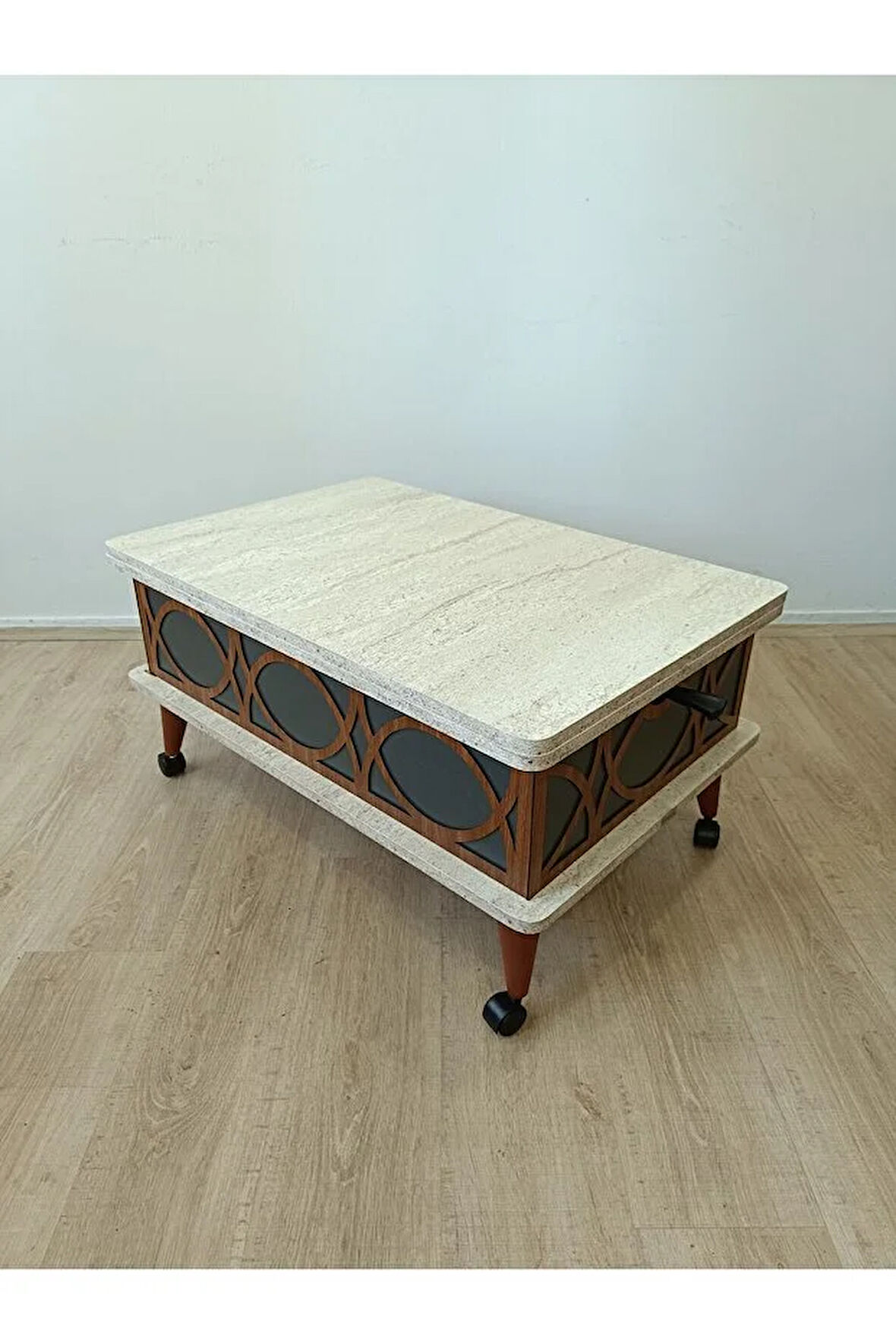 EVKO MOBİLYA Tekerlekli Akıllı Sehpa, Sihirli Sehpa, Orta Sehpa, Kademeli Sehpa, Yemek Masası