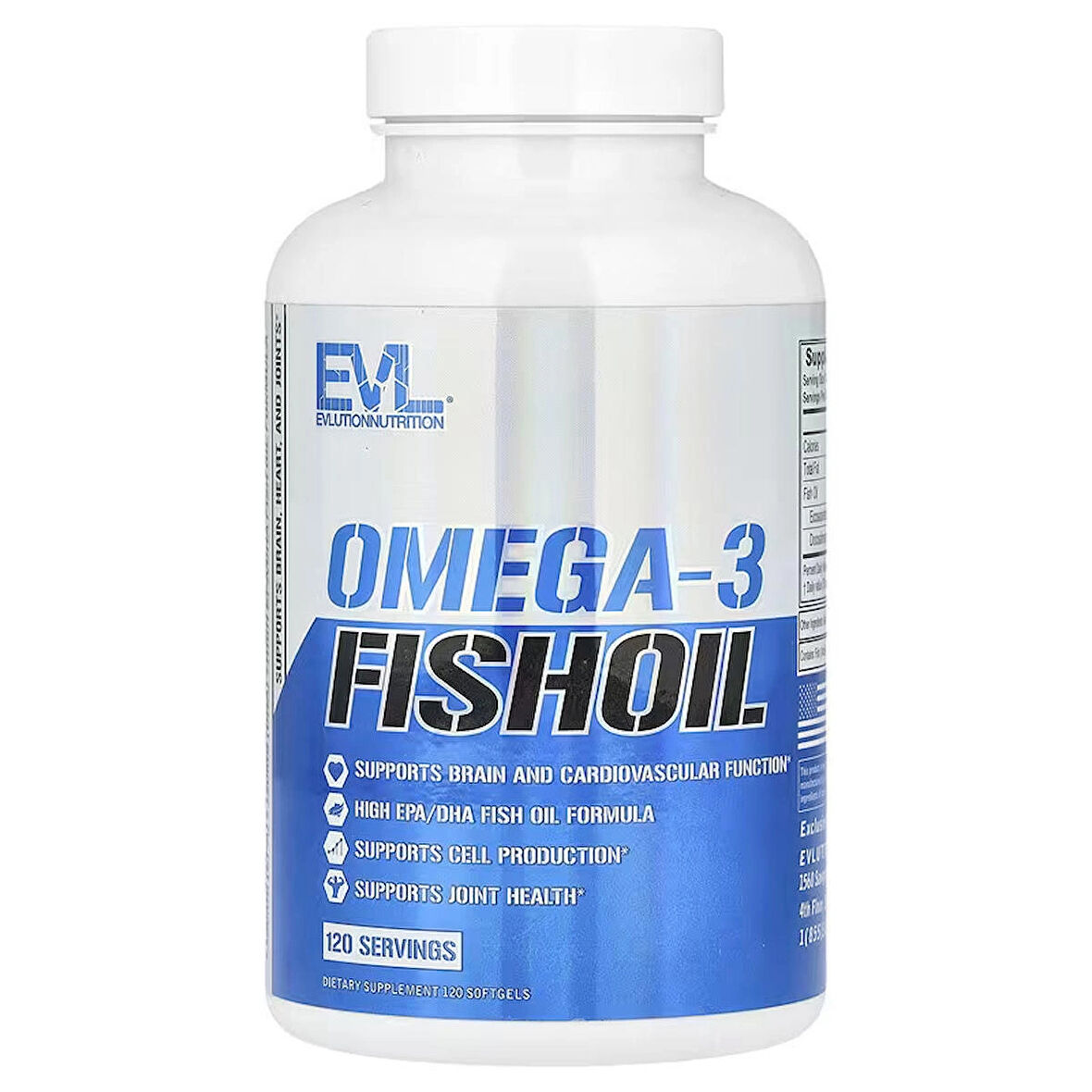 Evlution Nutrition Triple Strength Omega 3 Fish Oil EPA DHA Supports Brain 120 Softgels