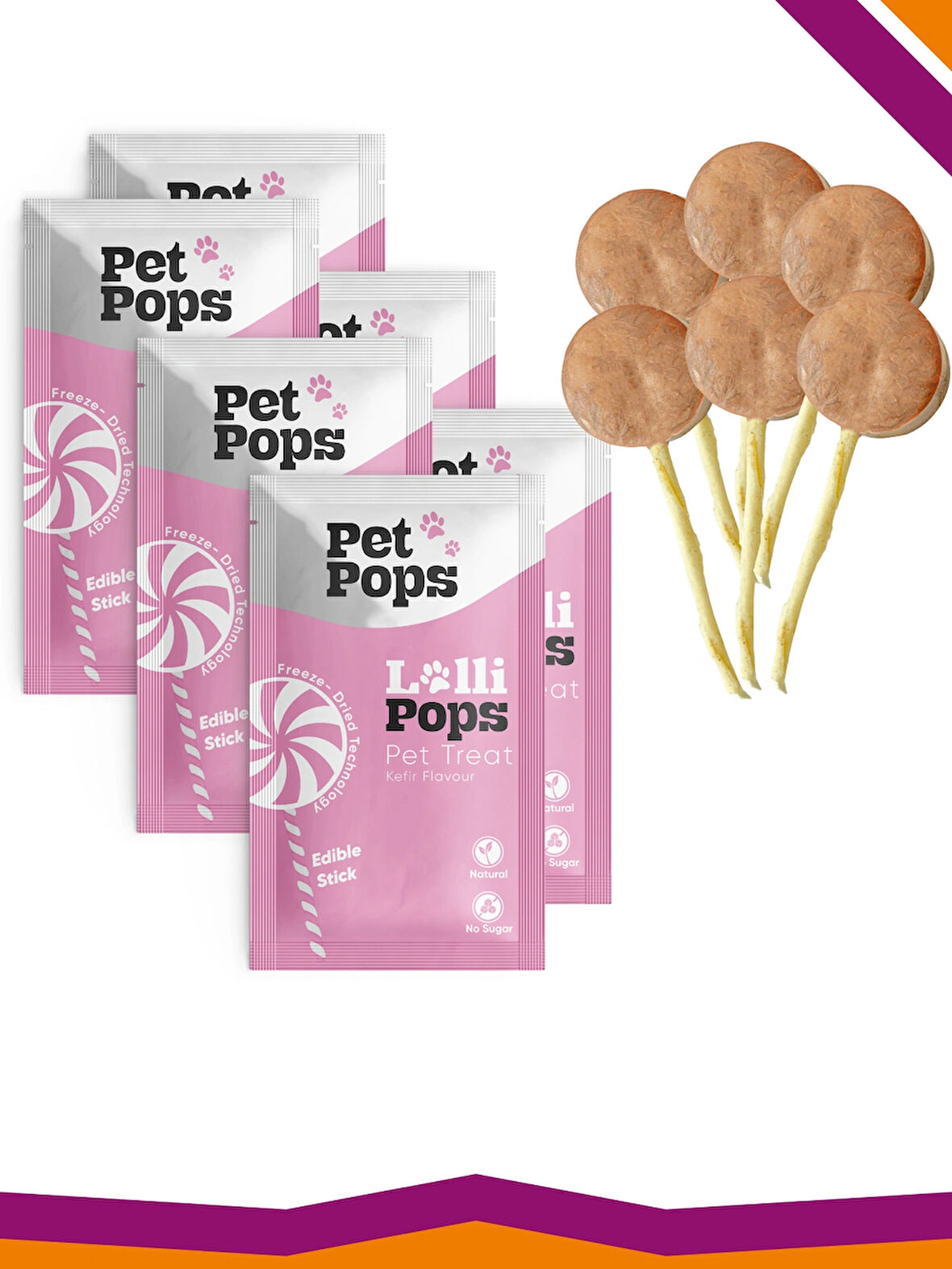 Lollipops Tavuk Ciğeri Kefir Dondurularak Kurutulmuş Kedi Köpek Ödülü Lolipop 6'lı Lolipopu