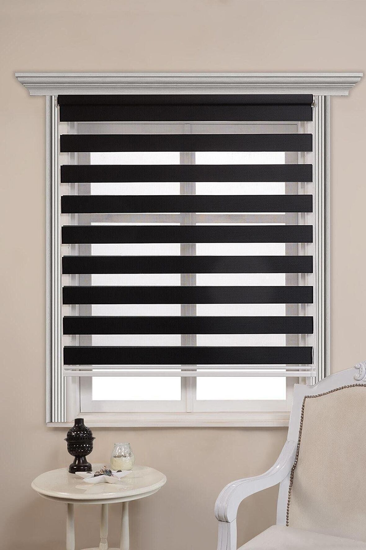 Bambu Siyah Zebra Perde Etek Dilimsiz