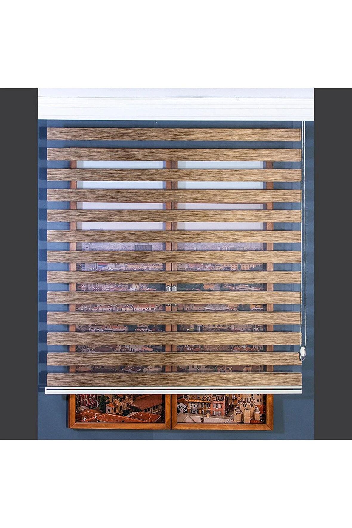 Koyu Kahve Alüminyum Kasa Zebra Perde Etekli