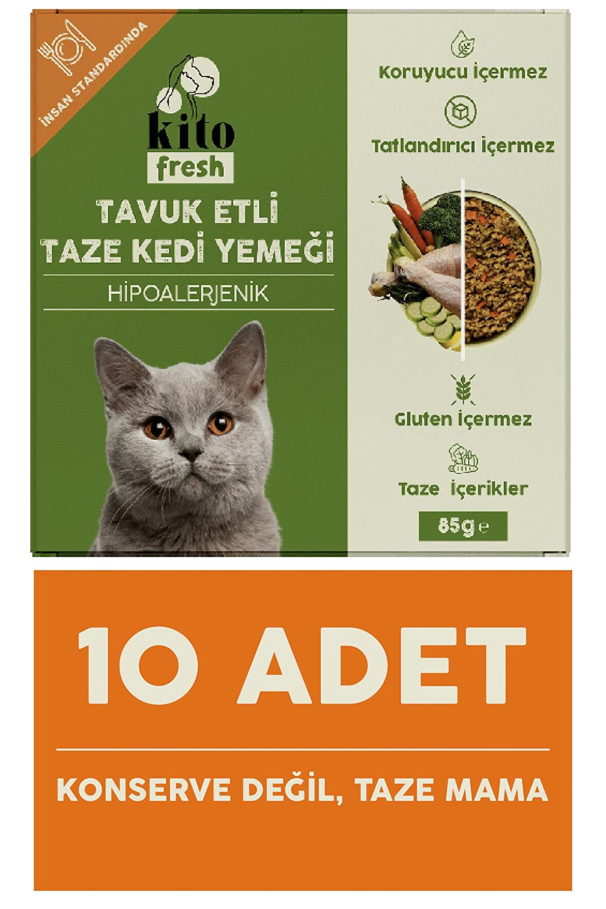 Tavuk Etli Kedi Kito Fresh X 10 (850 gr)