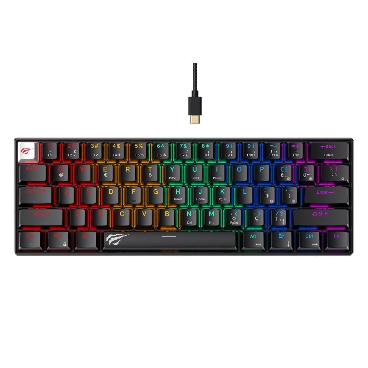 Havit Gamenote KB903L %60 Mekanik Blended Aydınlatma Oyuncu Klavyesi - 61 Tuş - Siyah