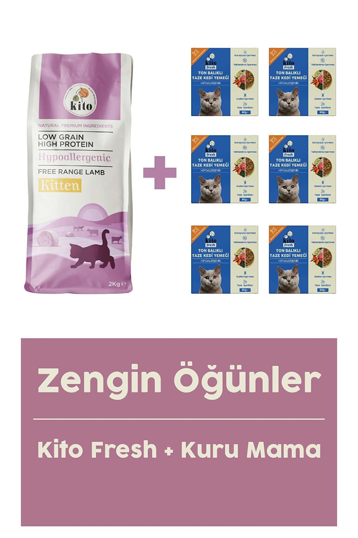 Yavru Kedi Maması 2 KG + Ton Balıklı Kito Fresh X 6