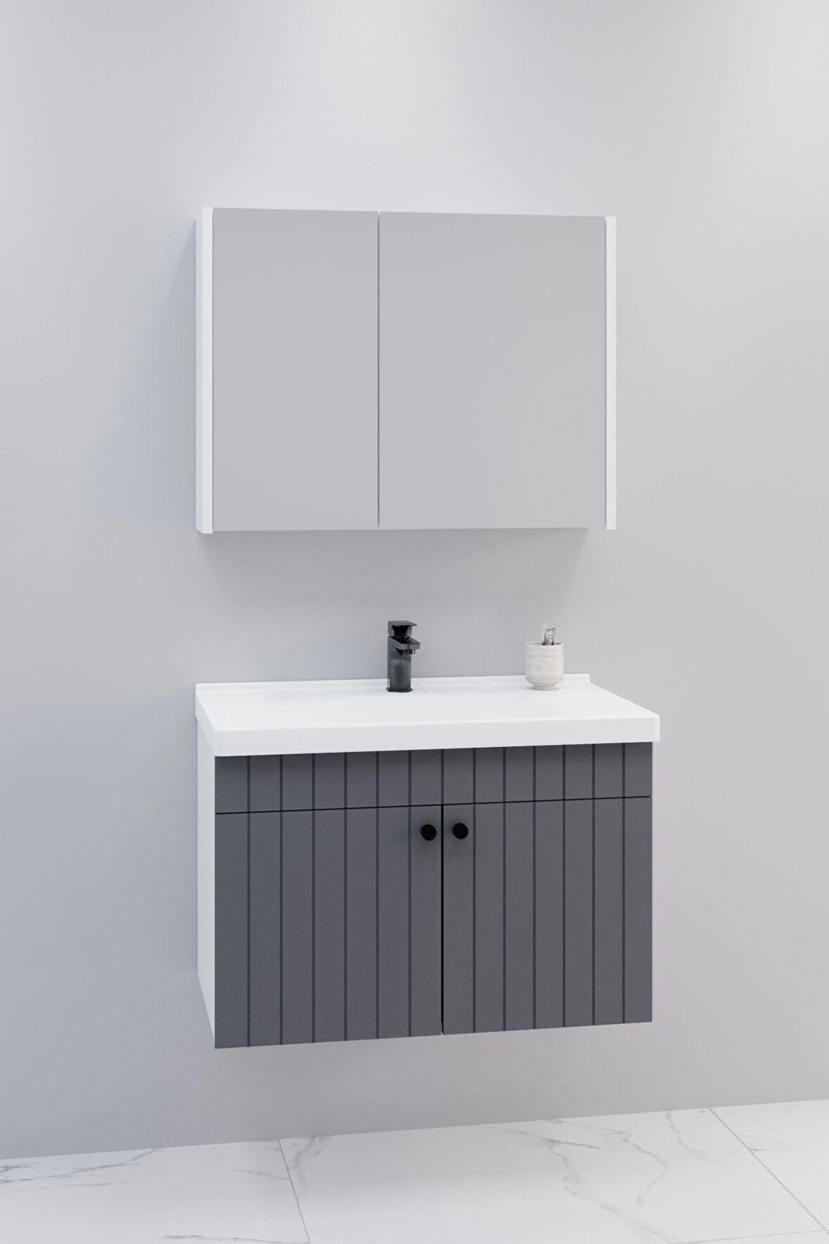 Avien 80 Cm Banyo Dolabı Bgn Aynalı  - Boy Dolap Hariç