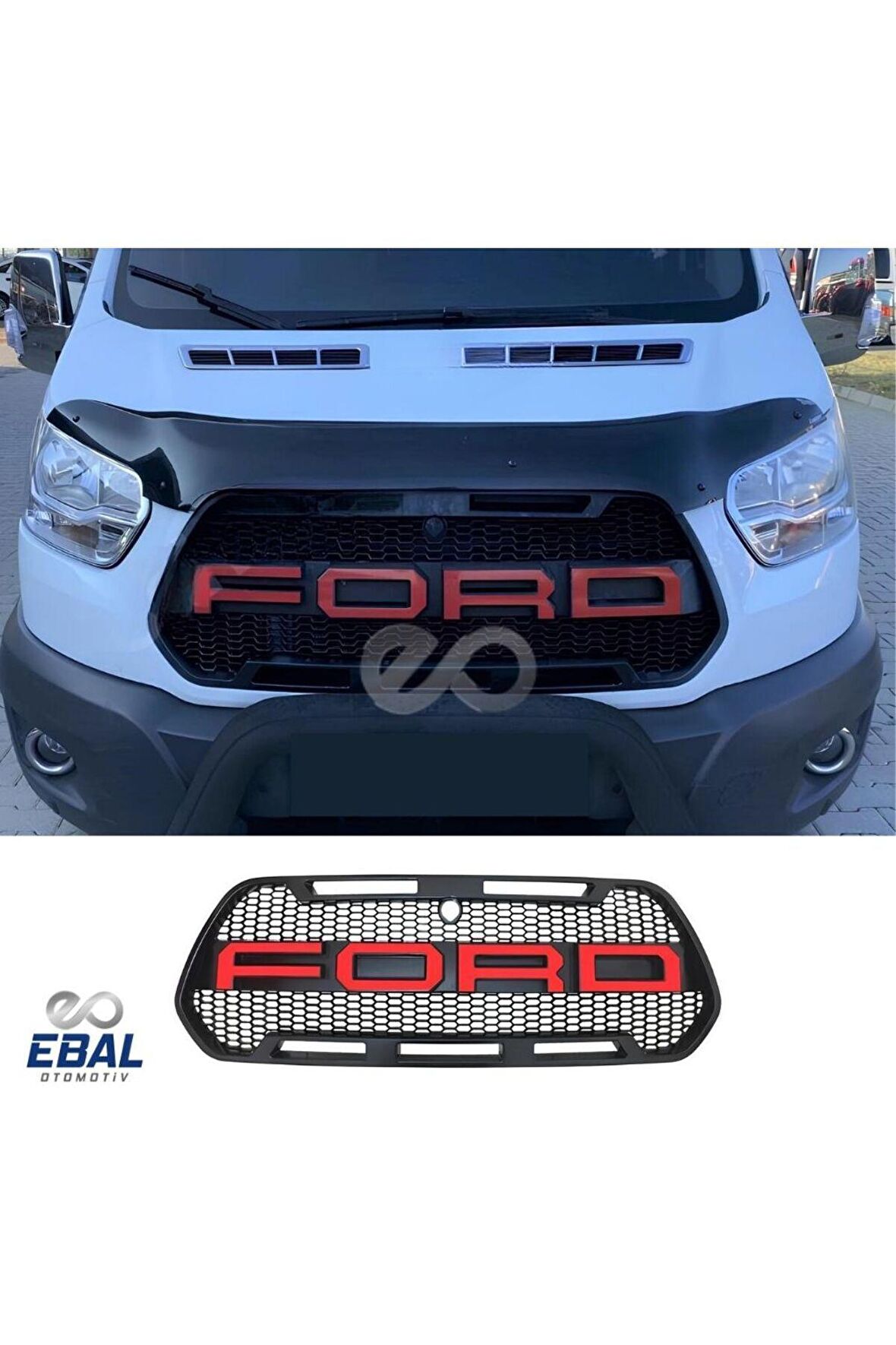 Ford Transit 2014-2018 Model Uyumlu Raptor Kırmızı Ford Yazılı Panjur