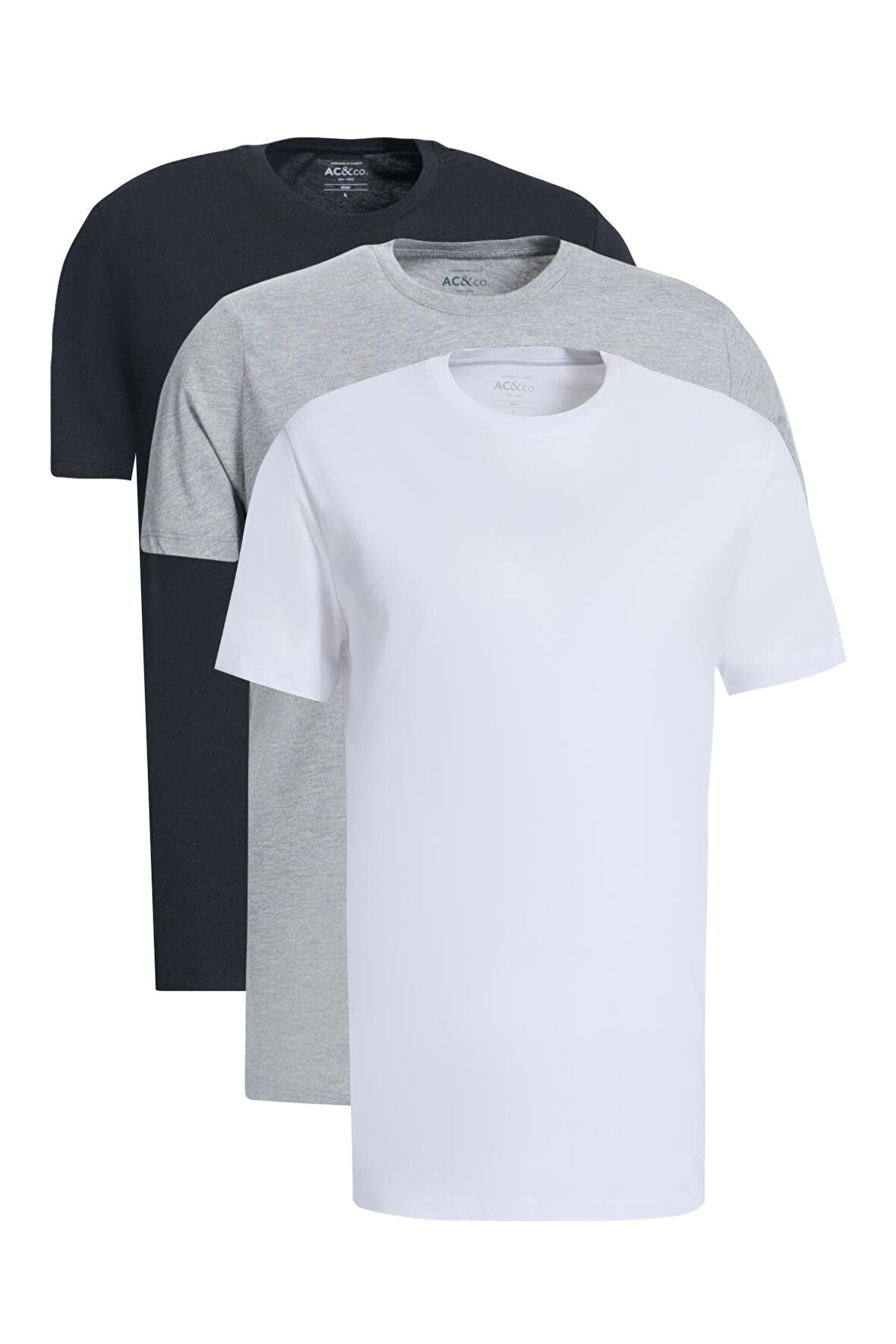 Slim Fit Bisiklet Yaka 3'lü %100 Pamuk Tişört Paketi