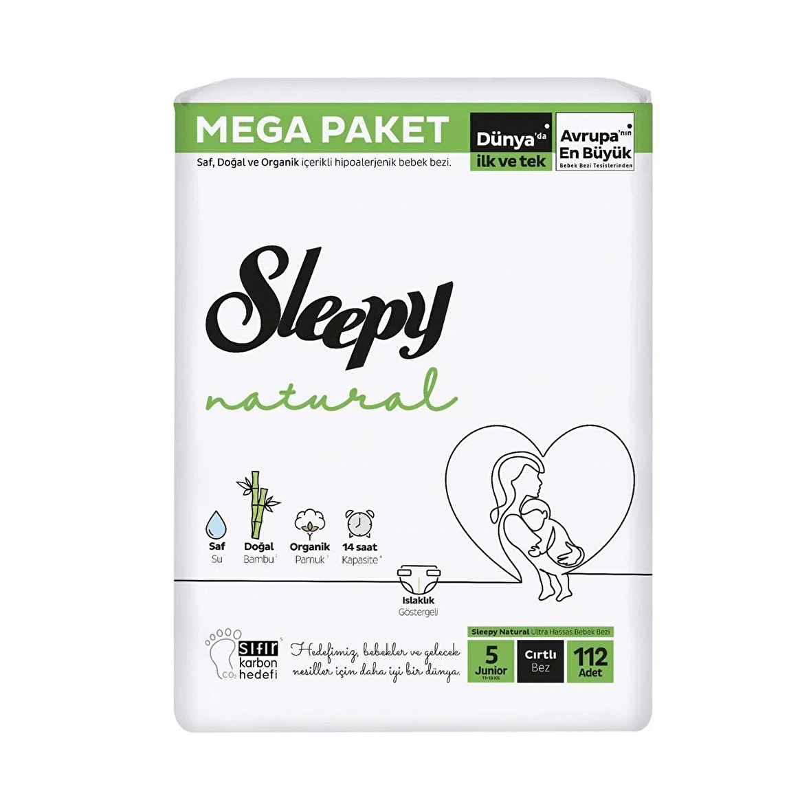 Sleepy Natural 5 Numara Junior 112'li Cırtlı Bez