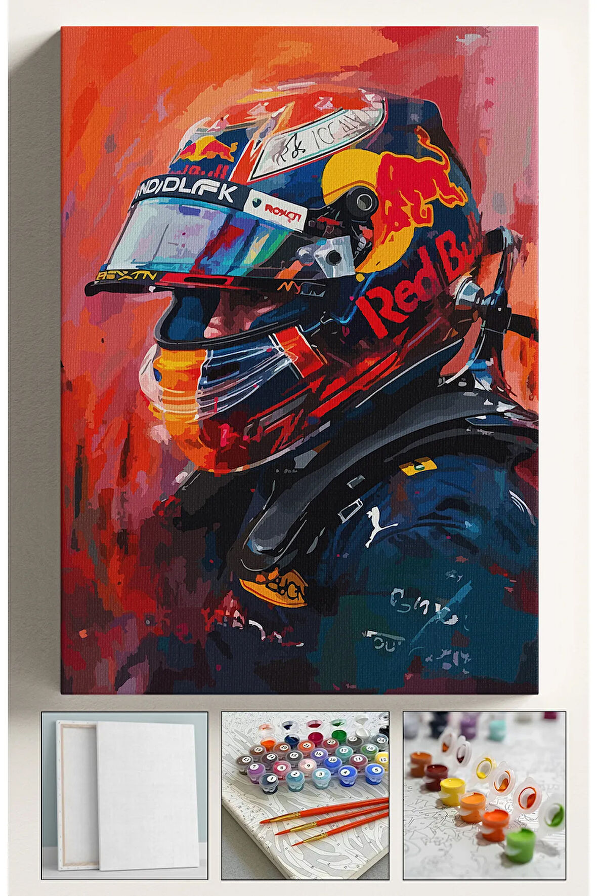 Sayılarla Boyama Seti Numaralı Tuval Fırça Boya Dahil Kasnaklı Set 40x50 Cm - F1 MOTO