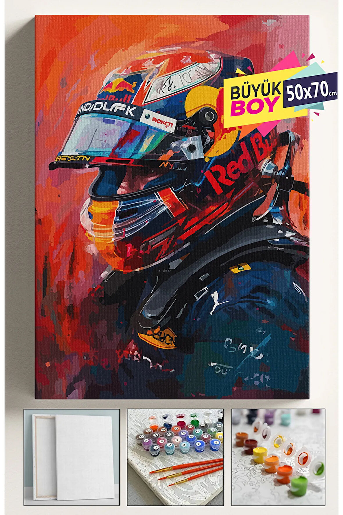 Sayılarla Boyama Seti Numaralı Tuval Fırça Boya Dahil Kasnaklı Set 50x70 Cm - F1MOTO