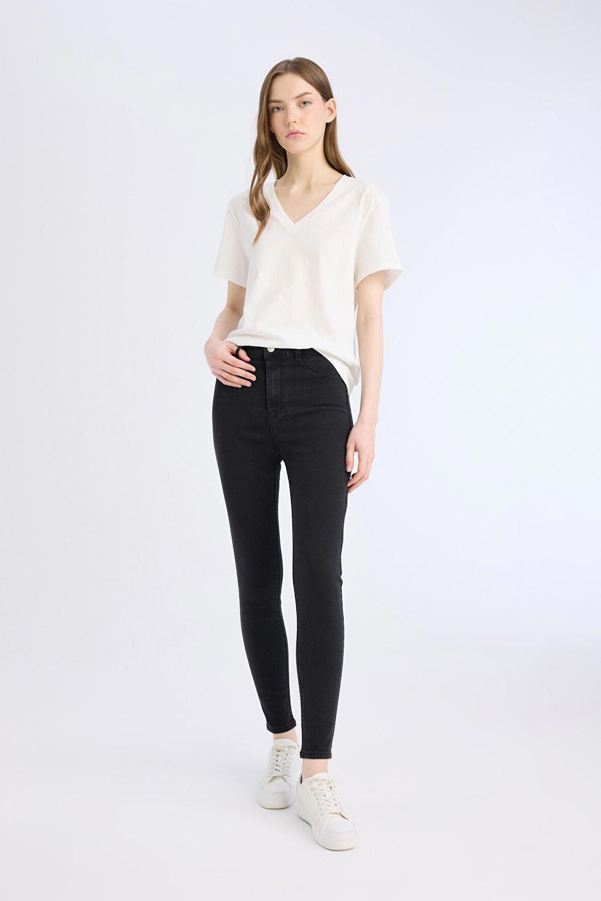 DeFacto Jegging Yüksek Bel Bilek Boy Dar Paça Basic Düz Jean Pantolon B7498AX25SPNM36