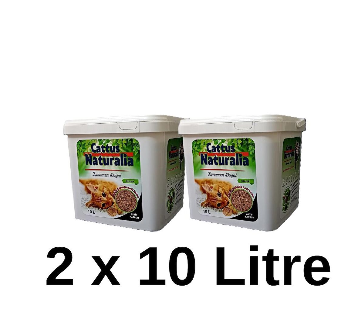 Ceviz Kabuğundan Yapılmış Doğal Kedi Kumu 2'li; Aktif Karbonlu, %100 Organik