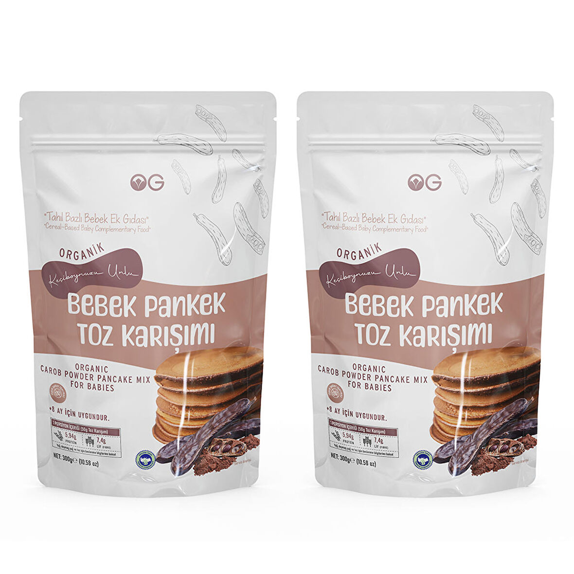 2'li Organik Keçiboynuzu Unlu Bebek Pankek Toz Karışımı 300 Gr +8 Ay