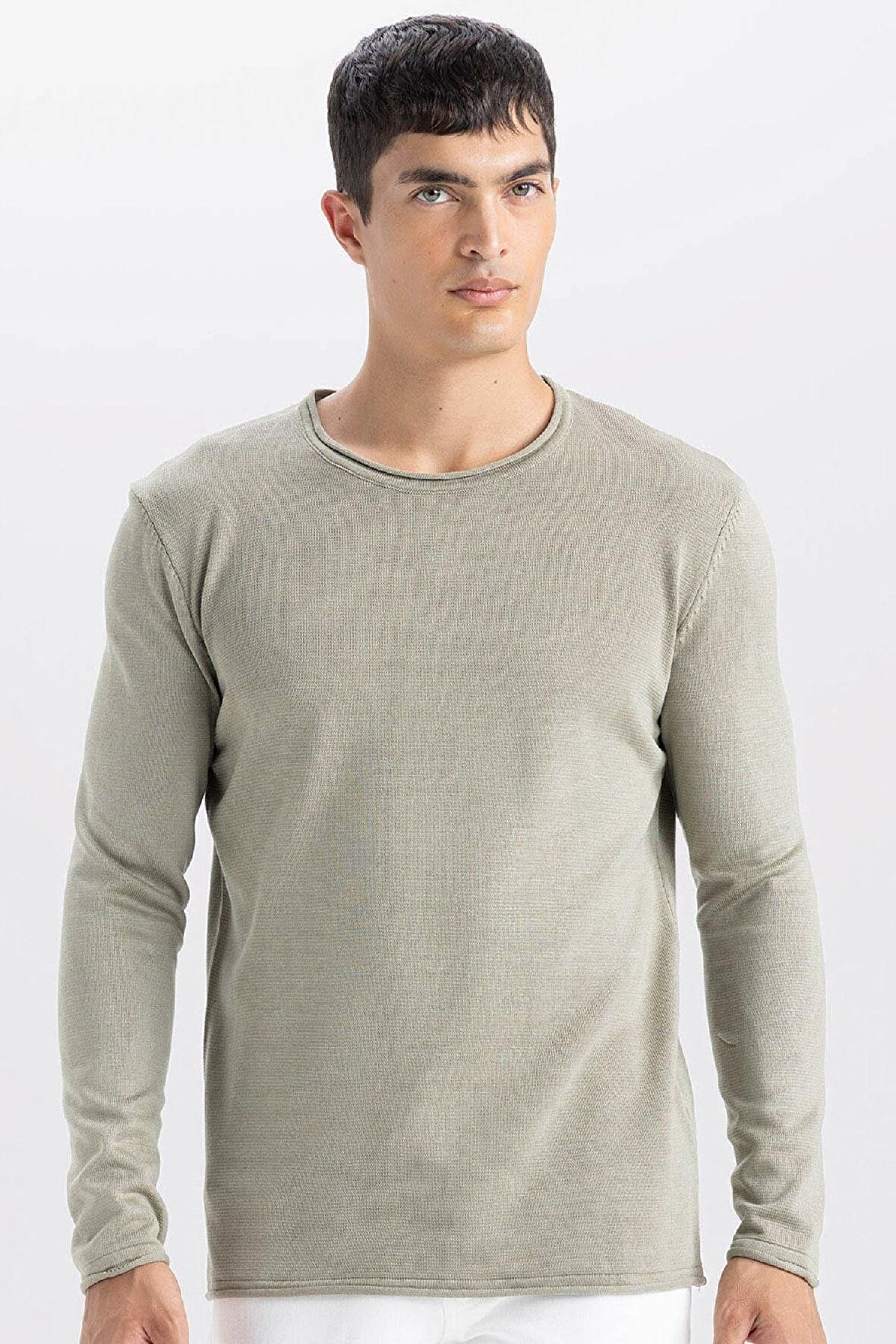 DeFacto Relax Fit Bisiklet Yaka Basic Düz Triko Kazak D3278AX24WNKH461