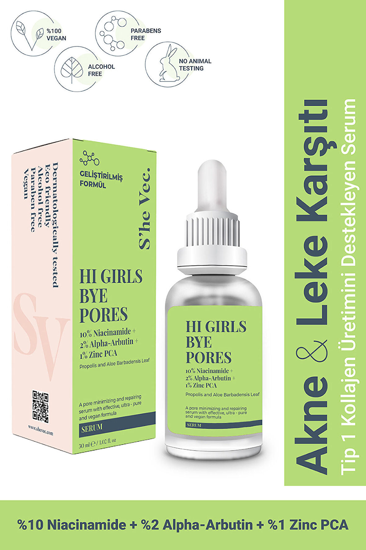 HI GIRLS BYE PORES - Sivilce Ve Leke Karşıtı Arbutin %2 Niacinamide %10 ZİNC PCA %1 Serum 30 ml