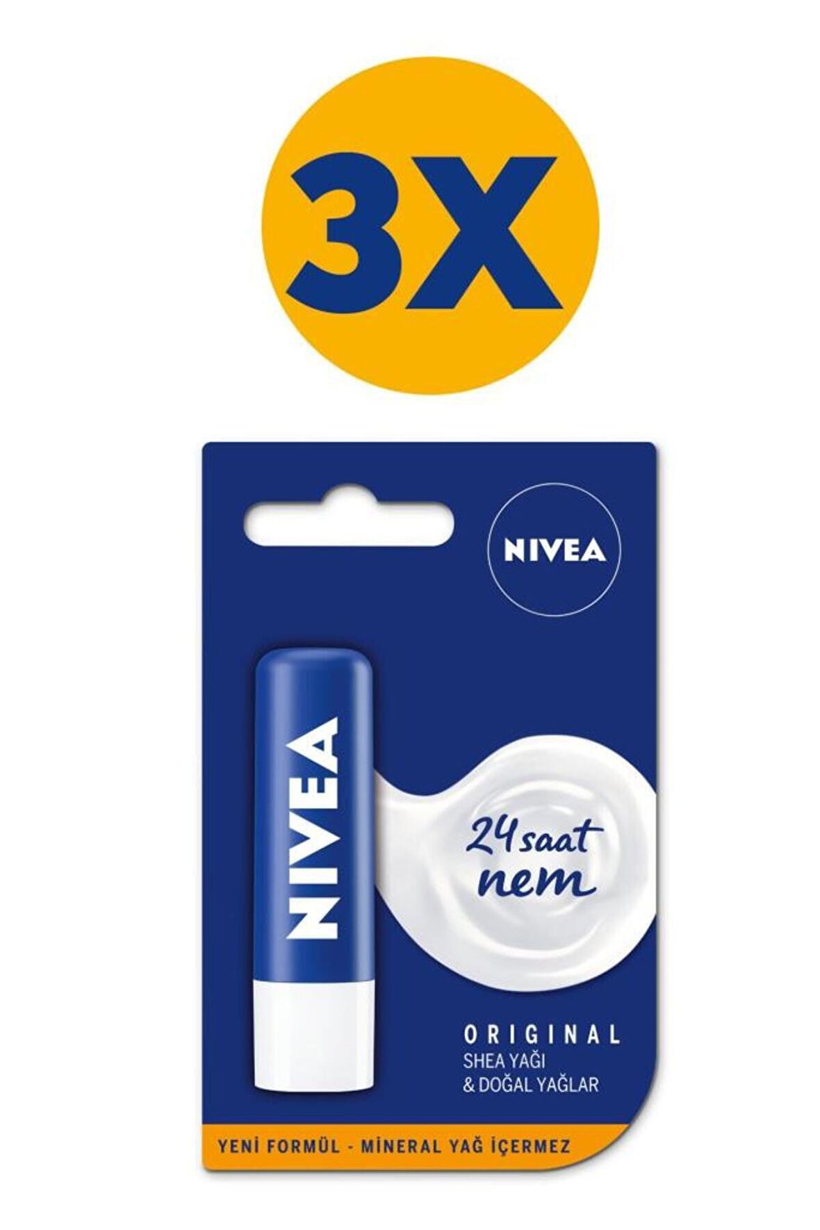 Nivea Original Care Renksiz Dudak Bakım Kremi 4.8gr, 24 Saat Nemlendirici, Gün Boyu Besleyici, Shea Yağı